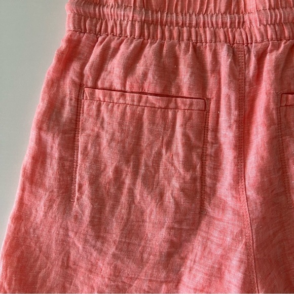 Athleta Retreat Linen Mid Rise Short Elastic Drawstring Salmon Pink Size 4 - Picture 7 of 12